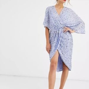 ASOS  Scatter Sequin Knot Front Kimono Dress